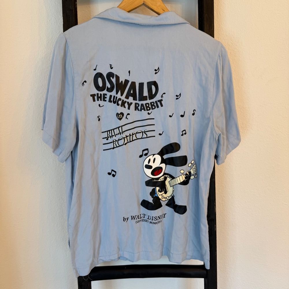 Disney Parks 100th Anniversary Oswald The Lucky Rabbit Camp Shirt L‎ RARE